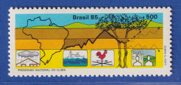 Brasilien 1985 Nationales Klimaprogramm Karte Baum Symbole Mi.-Nr. 2096 ** - Sonstige & Ohne Zuordnung