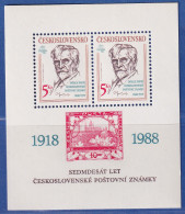 Tschechoslowakei 1988 Briefmarkenausstellung Prag A. Mucha Mi.-Nr. Block 87 ** - Autres & Non Classés