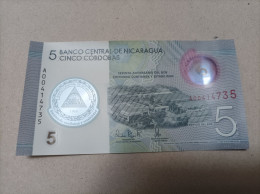 Billete Nicaragua, 5 Córdobas, Año 2019, Numero Bajo, Serie A00414735, UNC - Nicaragua