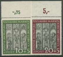 Bund 1951 700 Jahre Marienkirche Lübeck Mit Oberrand 139/40 OR Postfrisch - Neufs