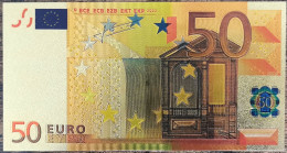 Billet 50 Euro - Réplique Polymère Dorée Feuille D'Or - 50€ - 50 Euro