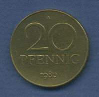 DDR 20 Pfennig 1980 Kursmünze, J 1511 Vz (m2855) - 20 Pfennig