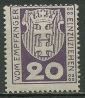 Danzig Portomarken 1921 Kleines Wappen Von Danzig P 2 A Mit Falz Geprüft - Strafport