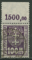 Danzig Portomarken 1923 Kleines Wappen WZ X Mit Oberrand, P 24 X OR Gestempelt - Taxe