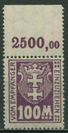 Danzig Portomarken 1923 Kleines Wappen WZ X Mit Oberrand, P 24 X OR Postfrisch - Impuestos