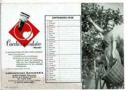 Buvard Calendrier SANOMEDIA Cardiovasculaire MERCK Septembre 1938 Arbre Fruitier Pommier Cueillette - Drogisterij En Apotheek