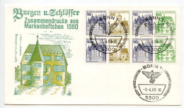 Germany, West 1980 FDC Scott 1231b Booklet Pane Of 8 - Castles & Palaces Definitives - 1971-1980