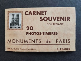 Carnet De 20 Photos-timbres - Monuments De Paris - ** - Tourisme (Vignettes)