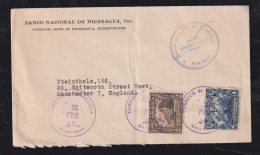 Nicaragua 1936 Cover Oficial Overprint MANAGUA X MANCHESTER England - Nicaragua