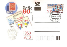 CDV 127 Czech Republic 60th Anniversary Of POFIS 2010 Heraldic Lion Stamp On Stamp - Cartoline Postali