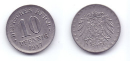 Germany 10 Pfennig 1917 D WWII Issue - 10 Pfennig