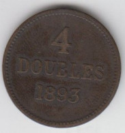 Guernsey Coin 4 Doubles 1893 Condition Fine - Guernsey
