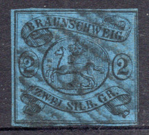 BRUNSWICK (ALEMANIA) Sello Usado CABALLO SAJÓN SALTANDO X 2 Silbergroschen Años 1853-63 – Valorizado En Catálogo €100,00 - Brunswick