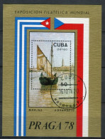 SAILBOATCuba 1978. Yvert Block 54 - EXPO. FILATELICA PRAGA Czechoslovakia -  USED - Used Stamps