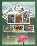 INDIA 2017 Inde Indien - NATURE - 6v Miniature Sheet MNH ** - Peacock, Elephants, Cranes, Tiger, Butterflies, Deers - Butterflies