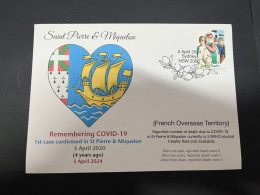 5-4-2024 (1 Z 7) COVID-19 4th Anniversary - Saint Pierre & Miquelon (Fr) - 5 April 2024 (with OZ Covid-19 Doctor Stamp) - Disease