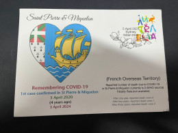 5-4-2024 (1 Z 7) COVID-19 4th Anniversary - Saint Pierre & Miquelon (Fr) - 5 April 2024 (with OZ Stamp) - Maladies