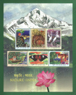 INDIA 2017 Inde Indien - NATURE - 6v Miniature Sheet MNH ** - Peacocks, Elephants, Cranes, Tiger, Butterflies, Deer - Pavoni