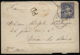 SUISSE/FRANCE - 1871 TàD Entrée "SUISSE / EVIAN-LES-BAINS" Sur Enveloppe De Genève à Évian-les-Bains (b) - Entry Postmarks