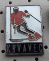 KRVAVEC Skiers Ski Center  Skiing Ski Resort  Slovenia Vintage Enamel Pin - Winter Sports