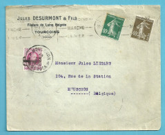 Brief Verzonden Van TOURCOING (France) , Getaxeerd Met Zegel 200 Ontwaard Met De T-stempel (taxe) Te MOUSCRON - Storia Postale