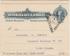 BRAZIL 1922 200 Reis Letter-Card Used In PORTO-ALEGRE Cancelled "P. URBANA" (City Post) - Briefe U. Dokumente