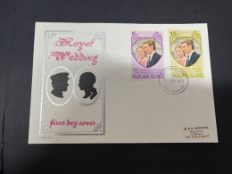 5-4-2024 (1 Z 9) FDC (1 Cover) 1973 (H.R.H Princess Anne Royal Wedding) Falklands Islands - Familles Royales