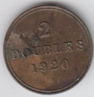 Guernsey Coin 2 Double 1920 - Condition Very Fine - Guernesey