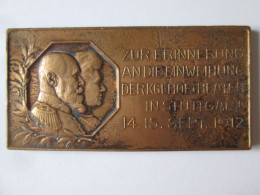 Rare! Germany Bronze Plaque Commemorating The Inauguration Of The Royal Theater Palace In Stuttgart 1912 - Allemagne