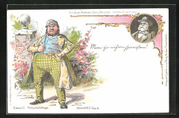 Lithographie Fritz Reuter Postkarten, Zamwel Pomuchelskopp  - Schriftsteller