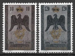 LIECHTENSTEIN  1956  ANNIVERSARIO SOVRANITA' DEI PRINCIPI  UNIF. 313-314 MLH VF - Unused Stamps