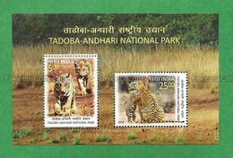 INDIA 2016 INDE INDIEN - TADOBA ANDHARI NATIONAL PARK 2v MNH ** Miniature Sheet - Tiger Cubs, Tigers, Fauna - As Scan - Big Cats (cats Of Prey)