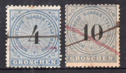 CONFEDERACIÓN DEL NORTE (ALEMANIA) 2 Sellos Usados CIFRAS Uso En TELÉGRAFOS Año 1869 – Valorizada En Catálogo € 65,00 - Afgestempeld