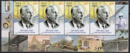 India MNH 2008, Strip Of 4, Henning Holck Larsen, Architecture, Bridge, Monument, Job, Truck For Mineral Train On Bridge - Unused Stamps