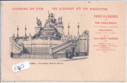 PUBLICITE- CHEMINS DE FER DE L OUEST ET DE BRIGHTON- PARIS A LONDRES- SUR CPA ROUEN- FONTAINE SAINTE-MARIE - Werbepostkarten