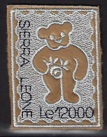 Sierra Leone Teddy Bear - Embroidered - Scarce - Unusual Fabric Stamps - Sierra Leona (1961-...)