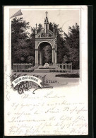 Lithographie Lützen, Gustav-Adolf-Denkmal  - Lützen
