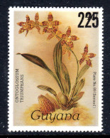 GUYANA - 1987 REICHENBACHIA ORCHIDS 225 ON 40 OVERPRINT PLATE 86 SERIES 1 ONTOGLOSSUM TRIUMPHANS FINE MNH ** SG 2055a - Guyane (1966-...)