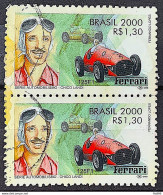 C 2345 Brazil Stamp Automobile Chico Landi Formula 1 Ferrari Car 2000 Circulated 1 Pair - Gebruikt