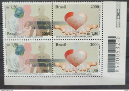 C 2341 Brazil Stamp Donation Of Organ And Tissues Science Health 2000 Block Of 4 Bar Code - Neufs