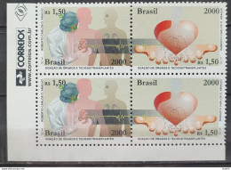 C 2341 Brazil Stamp Donation Of Organ And Tissues Science Health 2000 Block Of 4 Vignette Post Office - Ungebraucht