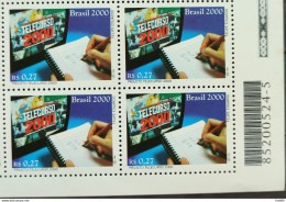 C 2298 Brazil Stamp Telecurso 2000 Education Distance Learning 2000 Block Of 4 Bar Code - Neufs