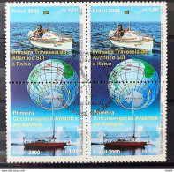 C 2282 Brazil Stamp Atlantic South Amyr Klink Parati Ship Flag Antartica Map 2000 Block Of 4 CBC RJ - Ongebruikt