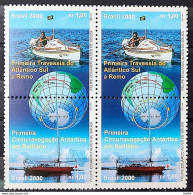 C 2282 Brazil Stamp Atlantic South Amyr Klink Parati Ship Flag Antartica Map 2000 Block Of 4 - Unused Stamps