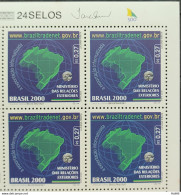 C 2275 Brazil Stamp Ministry Of Foreign Affairs Map Braziltradenet 2000 Block Of 4 Vignette 500 Years - Unused Stamps