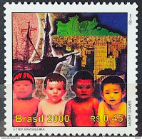 C 2258 Brazil Stamp 500 Years Discovery Of Brazil 2000 Etnia Child Map Ship - Nuovi