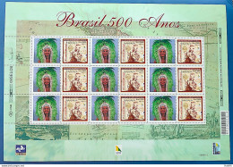 C 2254 Brazil Personalized Stamp Discovery Of Brazil Indian Ship Portugal Woman 2000 Sheet - Ungebraucht