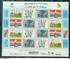 C 2238 Brazil Stamp Sealing The Future Map Star Sun Sol 2000 Sheet With Slight Fold - Neufs