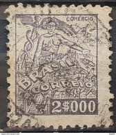 Brazil Regular Stamp RHM 381 Granddaughter Commerce 2000 Reis Filigree Q 1943 Circulated 7 - Oblitérés