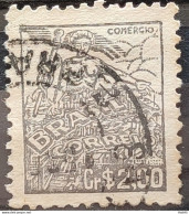 Brazil Regular Stamp RHM 381 Granddaughter Commerce 2000 Reis Filigree Q 1943 Circulated 11 - Used Stamps